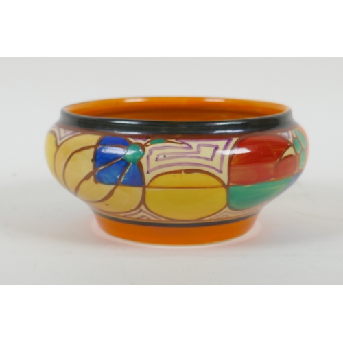 3 - Clarice Cliff 'Fantasque' melon pattern, ceramic bowl, 13cm diameter