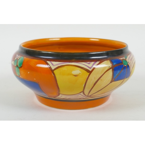 3 - Clarice Cliff 'Fantasque' melon pattern, ceramic bowl, 13cm diameter