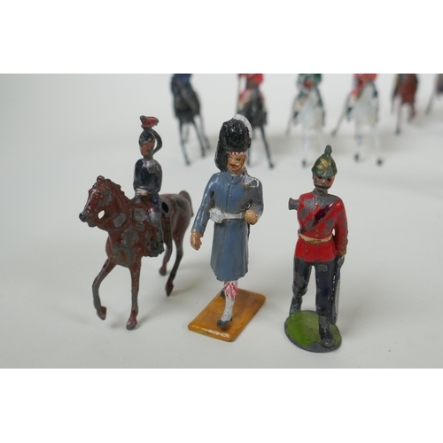 53 - A quantity of Britains lead soldiers, mostly Cavalry units, and some miscellaneous metal figures, 8c... 