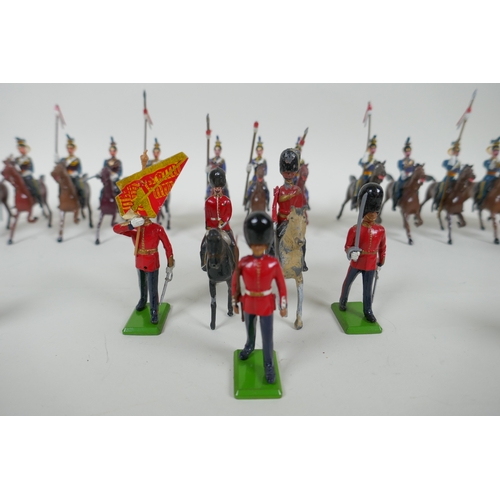 53 - A quantity of Britains lead soldiers, mostly Cavalry units, and some miscellaneous metal figures, 8c... 