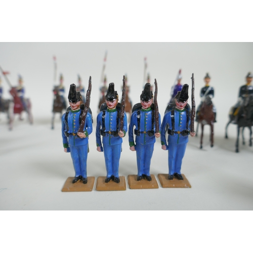 53 - A quantity of Britains lead soldiers, mostly Cavalry units, and some miscellaneous metal figures, 8c... 