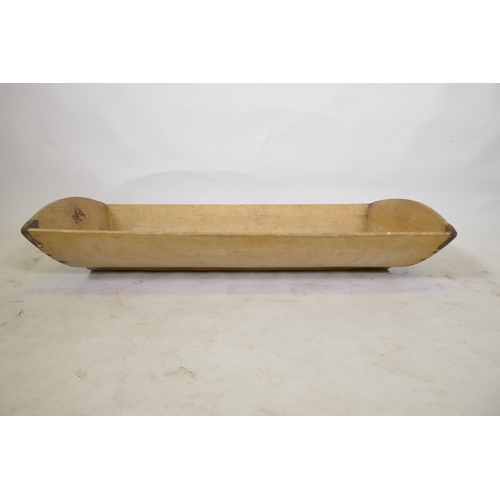 55 - A large rustic pine dough trough, 98 x 50cm