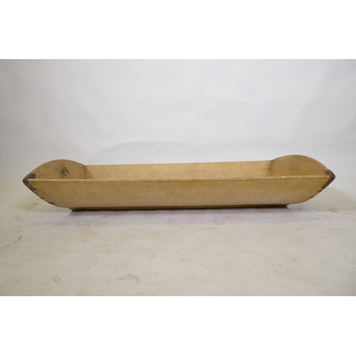 55 - A large rustic pine dough trough, 98 x 50cm