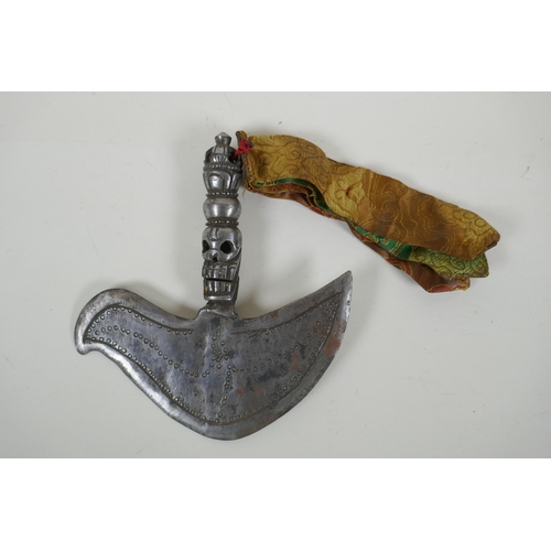 63 - A Tibetan ceremonial kartika blade, 17 x 15cm