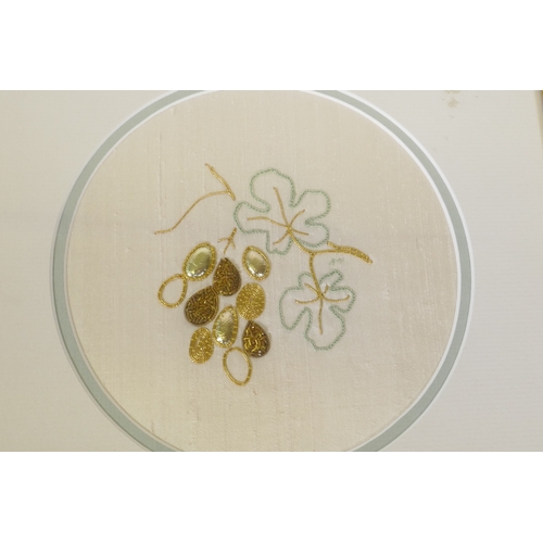 68 - An antique sampler, 20 x 18cm, and contemporary embroideries, Barbara Walters 'Sunflowers', Rita E. ... 