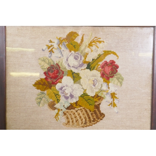 68 - An antique sampler, 20 x 18cm, and contemporary embroideries, Barbara Walters 'Sunflowers', Rita E. ... 