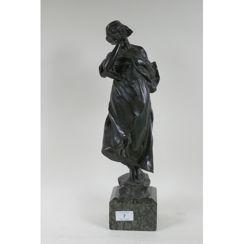 7 - Charles Leonard Hartwell, 'Call of the Sea', bronze figure mounted on a marble base, signed C.L. Har... 