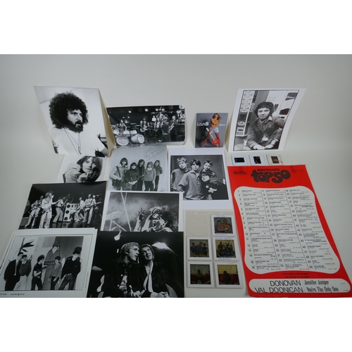 74 - A quantity of music press photographs and photographic slides, some signed, to include Claire Grogan... 