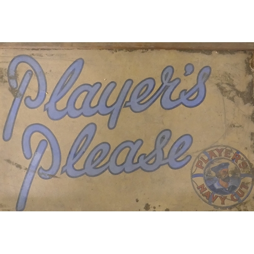 79 - A vintage Player's Cigarettes packing case of cardboard and wood, 58 x 40 x 40cm