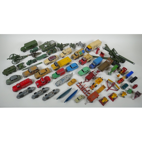 8 - A collection of vintage die cast metal cars, trucks, military vehicles and farming vehicles, mostly ... 