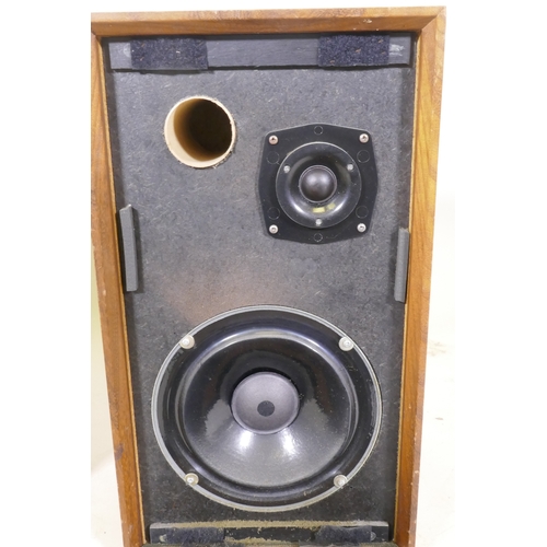 81 - A pair of teak cased Goodmans Minister Hi-Fi speakers, 48cm high