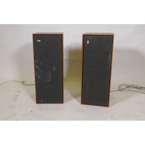 82 - A pair of Danish teak cased Beovox 1200 20W Hi-Fi speakers, 50cm high