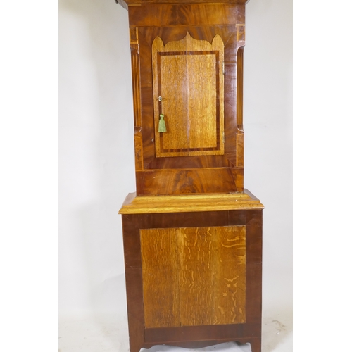 667 - C19th oak and mahogany North Country long case clock, the painted dial with Roman numerals and subsi... 