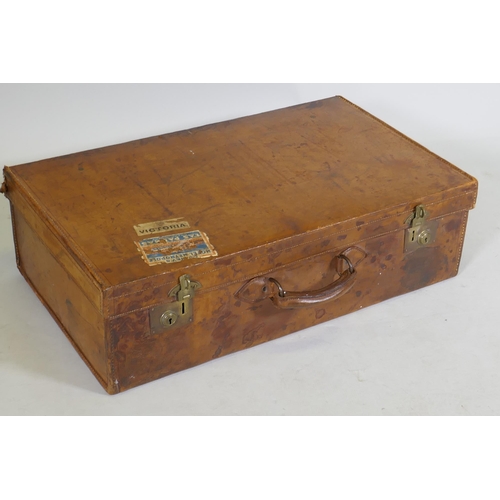 102 - A vintage leather suitcase by Landsdowne, 23 Piccadilly, Jermyn St. SW