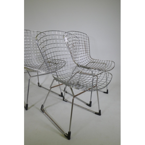 1068 - A set of four Harry Bertoia style wire dining chairs