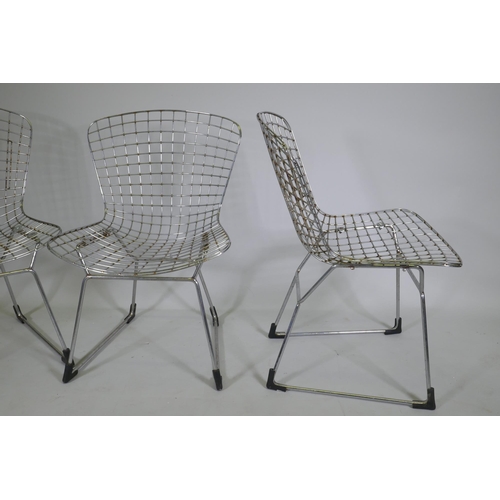 1068 - A set of four Harry Bertoia style wire dining chairs