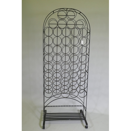 1072 - A wrought metal wine rack, 59 x 22 x 152cm