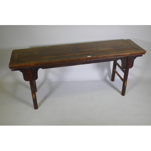 1078 - An oriental elm altar table, 170 x 45cm, 70cm high