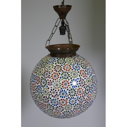 1093 - A Millefiori design pendant ceiling lantern, 30cm diameter