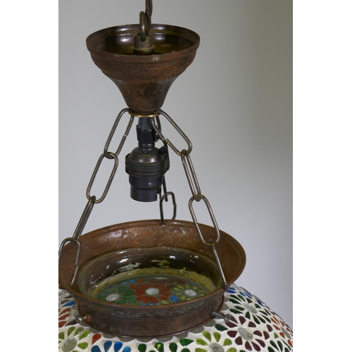 1093 - A Millefiori design pendant ceiling lantern, 30cm diameter