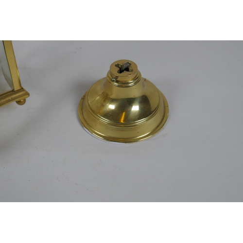 1113 - A brass ceiling lantern with concave glass panels, lantern 42cm high