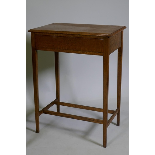 1118 - An Edwardian walnut octagonal top occasional table and an oak side table with single frieze drawer, ... 