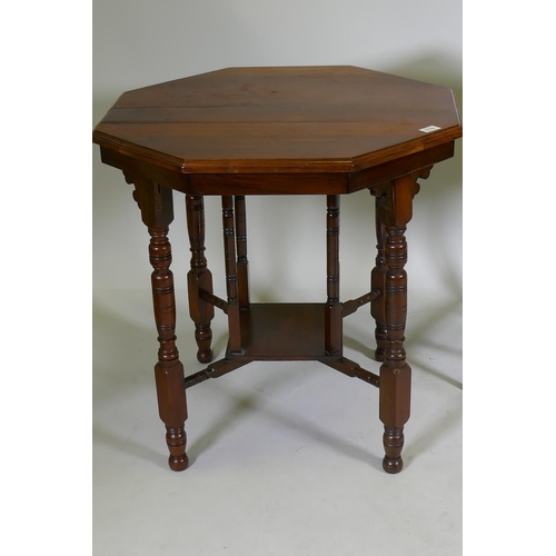 1118 - An Edwardian walnut octagonal top occasional table and an oak side table with single frieze drawer, ... 