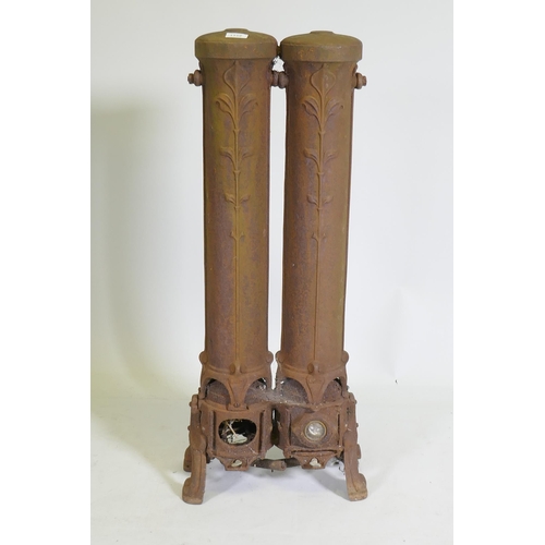 1122 - A C19th Ariel cast iron gas heater, 90cm high