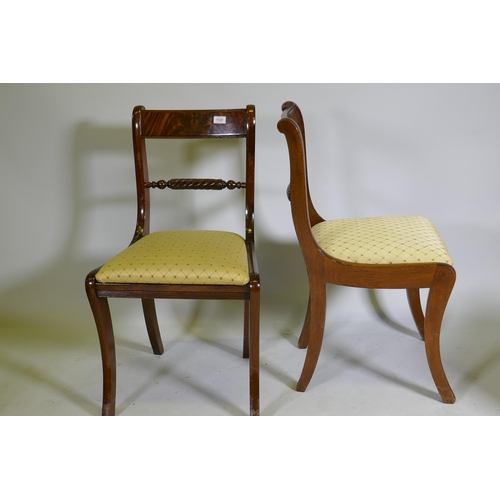 1129 - A set of twenty Regency style mahogany dining chairs, with rope twist backs and drop in seats, stamp... 