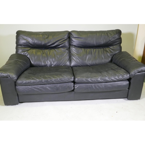 1142 - A John Lewis leather sofa, 170cm wide