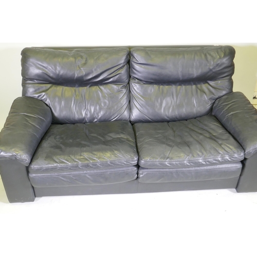 1142 - A John Lewis leather sofa, 170cm wide