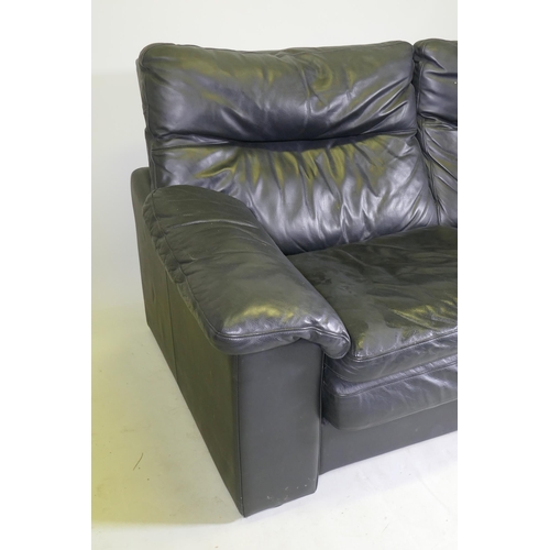 1142 - A John Lewis leather sofa, 170cm wide