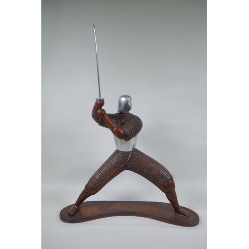 118 - A Ziganof composition and metal figure of a Samurai, 69cm high x 54cm long