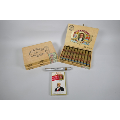 13 - Two boxes of vintage Don Pablo, a. Ry Co Flor Fina Deluxe Habana cigars, ten cigars in each box, in ... 