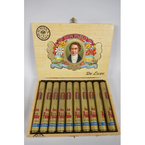 13 - Two boxes of vintage Don Pablo, a. Ry Co Flor Fina Deluxe Habana cigars, ten cigars in each box, in ... 