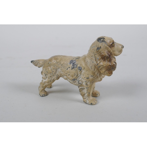 136 - A Vienna style cold painted metal spaniel, 11cm long