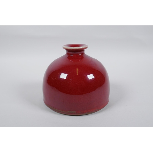 146 - A Chinese flambe glazed porcelain water pot, 13cm diameter