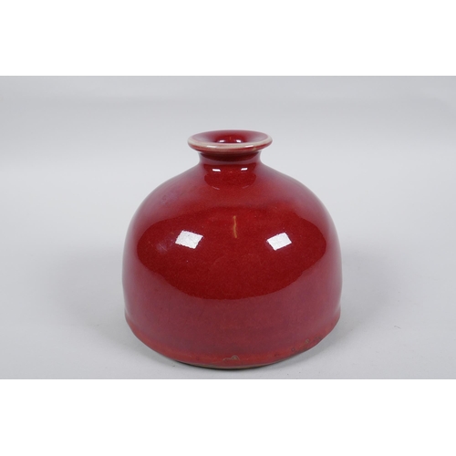 146 - A Chinese flambe glazed porcelain water pot, 13cm diameter