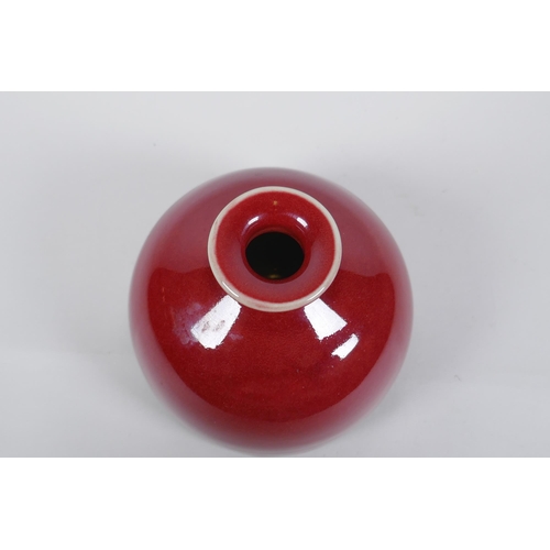 146 - A Chinese flambe glazed porcelain water pot, 13cm diameter