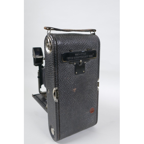 156 - Three early C20th medium and large format cameras including a Kodak No.3A Autographic, a Houghton En... 