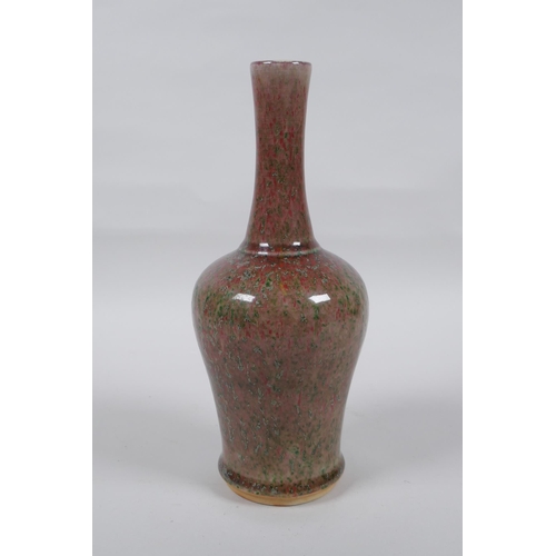 166 - A Chinese green and red mottle glazed porcelain Yen Yen vase, 23cm high