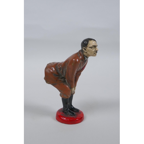 171 - A cold painted metal figural pin cushion, 12cm high