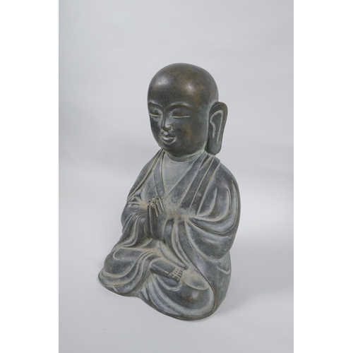 189 - A Sino Tibetan bronze figure of Buddha, 28cm high