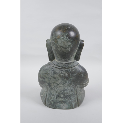 189 - A Sino Tibetan bronze figure of Buddha, 28cm high