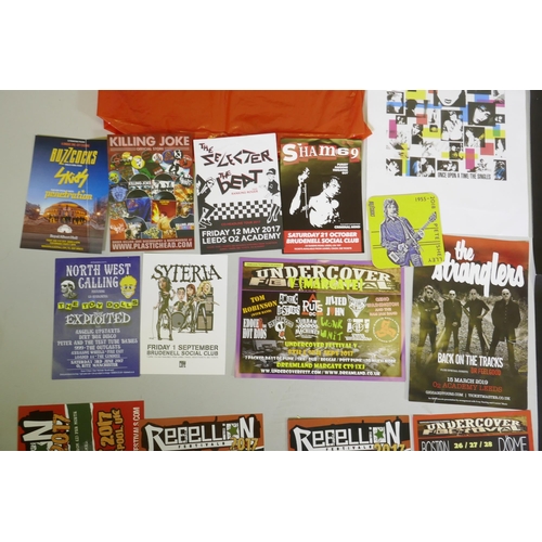 221 - A quantity of punk music ephemera to include flyers, posters, drinks mats etc, featuring The Strangl... 