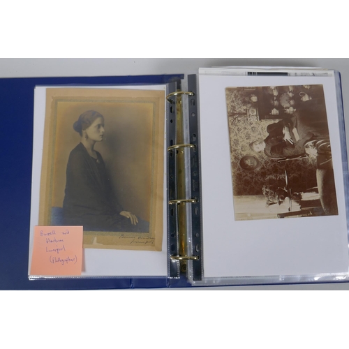 277 - An album of early C20th photographs and cabinet cards, mostly portraits, including a press photograp... 