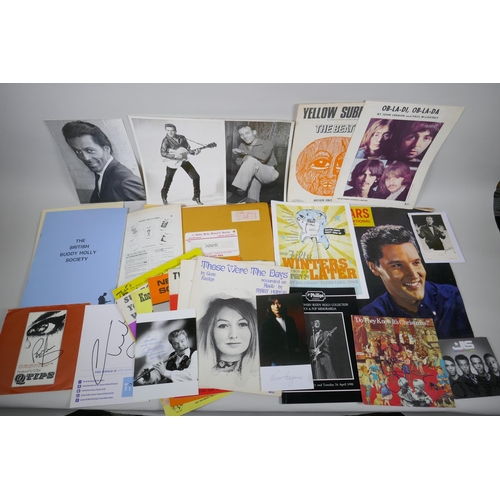 282 - A quantity of music ephemera including signed pieces, photos, catalogues, music sheets etc, signatur... 