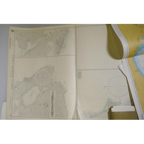 287 - A large quantity of of 1960s marine charts of the Mediterranean, 104 x 71cm