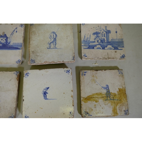 291 - Eleven C18th Delft tiles