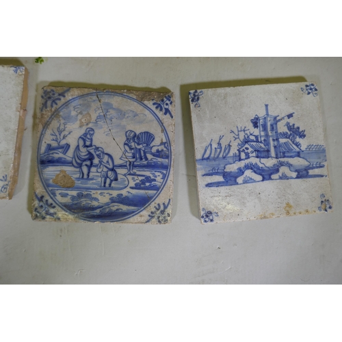 291 - Eleven C18th Delft tiles